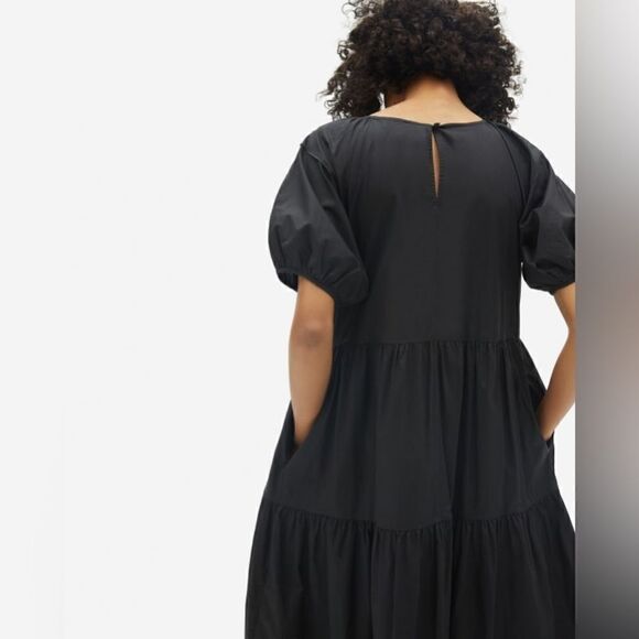 Everlane The Tiered Cotton Midi Black Shirt Dress Size 2 - Picture 4 of 12